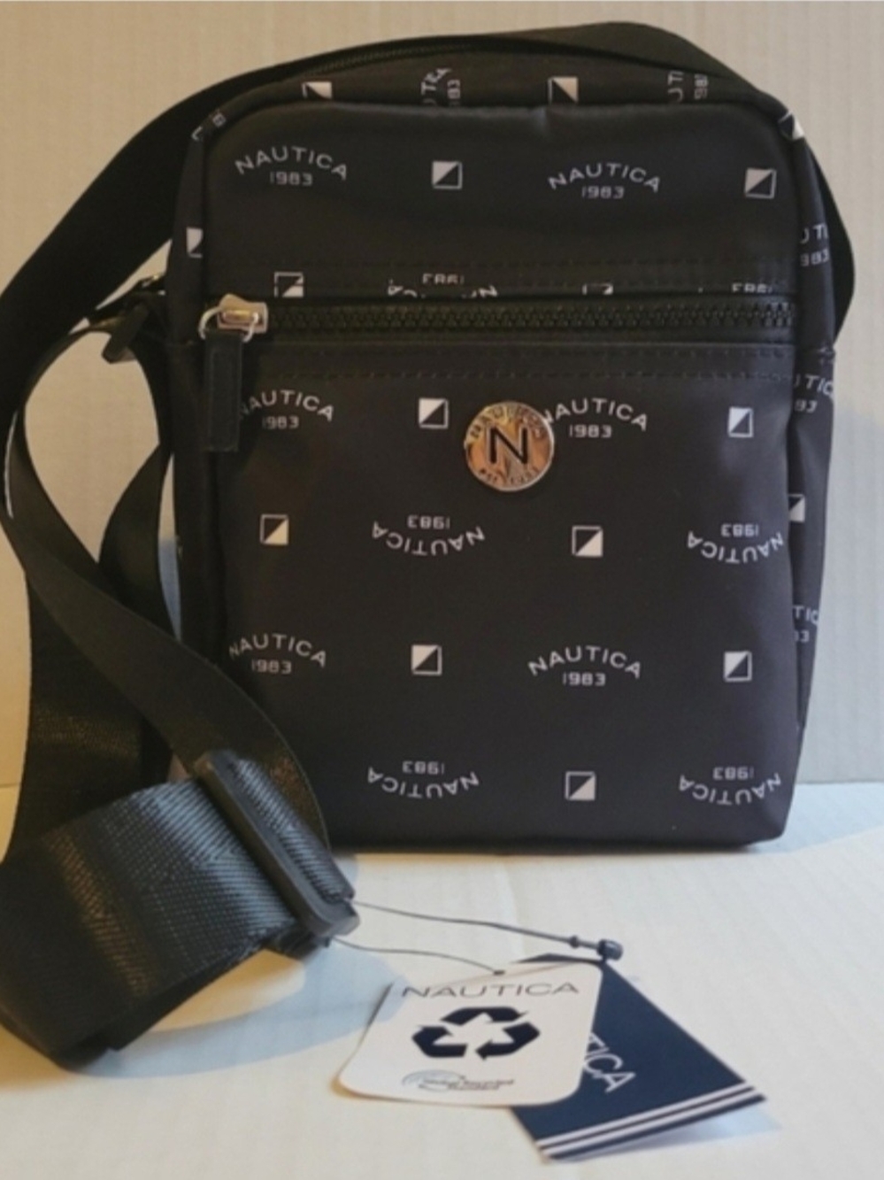Nautica Black Printed Crossbody Sling Bag